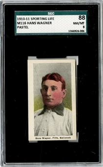 1910-11 M116 Sporting Life Honus Wagner, "300 Subjects" Back - SGC 88 NM/MT 8 "1 of 2!"